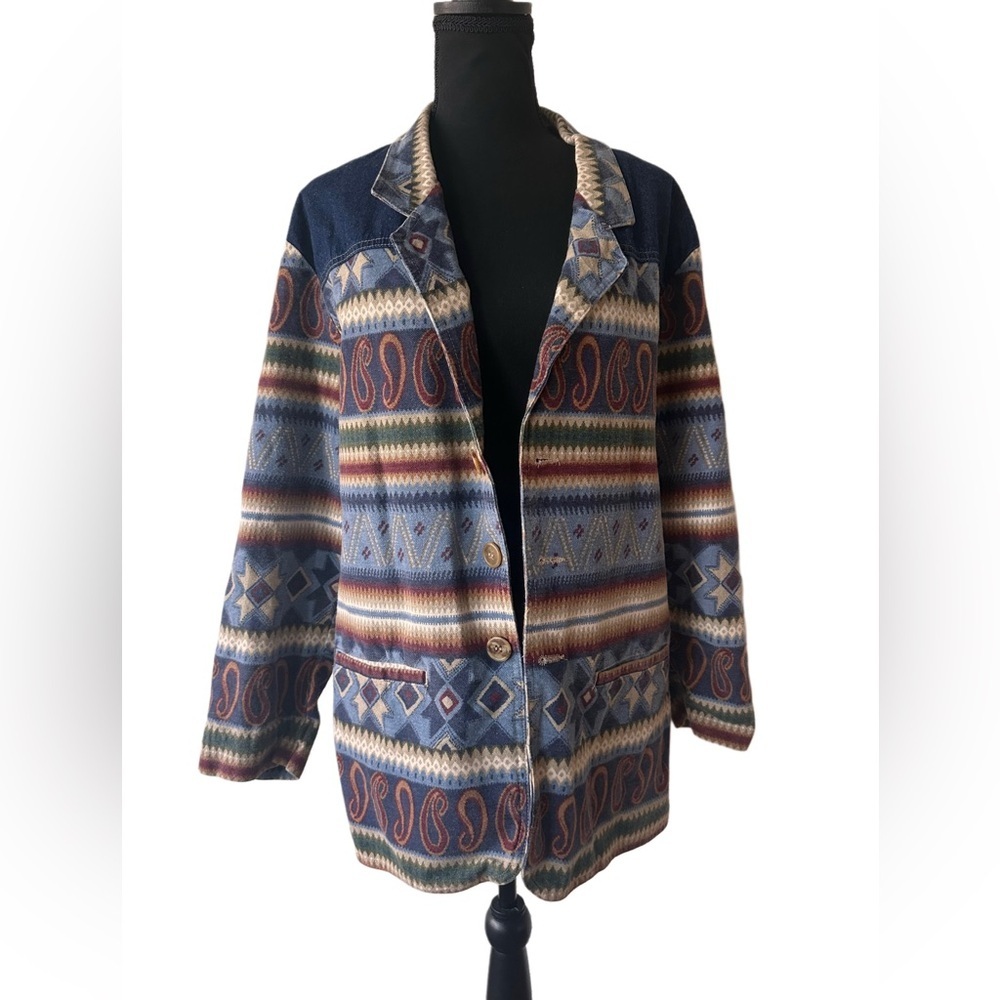 Vintage 90’s Backroad Blues Women's Multicolor Western Patterned Chore Jacket